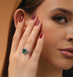 Emerald Elegance Diamond Halo Gold Ring