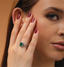 Emerald Elegance Diamond Halo Gold Ring