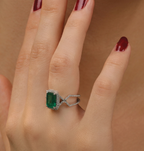 Emerald Elegance Diamond Halo Gold Ring