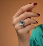 Majestic Glow Emerald & Diamond Halo Ring