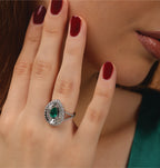 Majestic Glow Emerald & Diamond Halo Ring