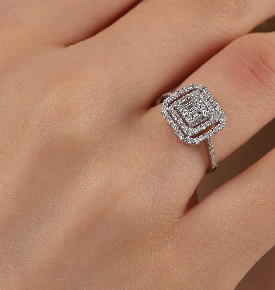 Radiant Whisper Diamond Halo Ring