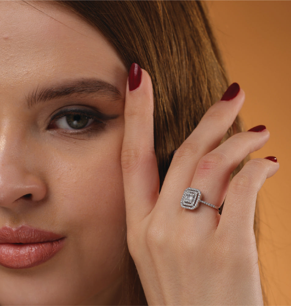 Radiant Whisper Diamond Halo Ring